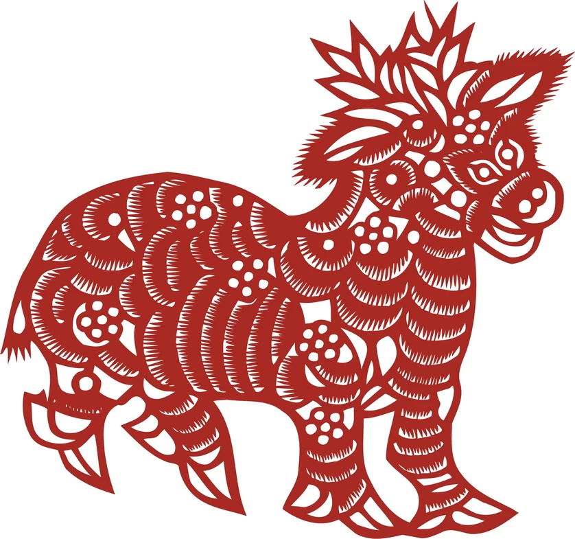 中国风中式传统喜庆民俗人物动物窗花剪纸插画边框AI矢量PNG素材【219】